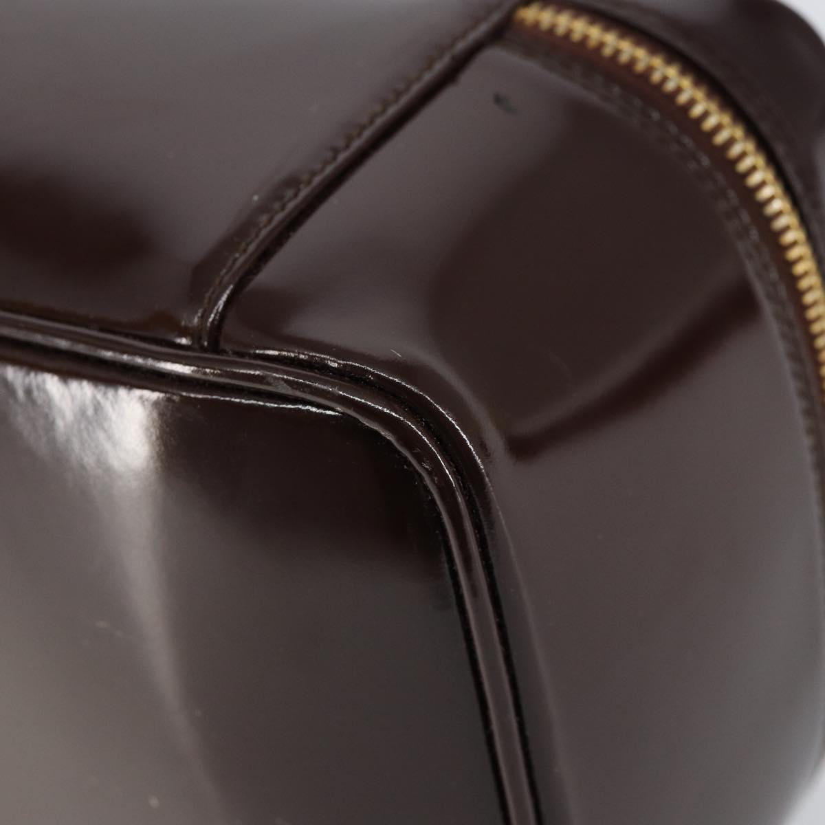 GUCCI Bamboo Vanity Pouch Enamel Brown Gold 032 1956 0150 Auth am9196