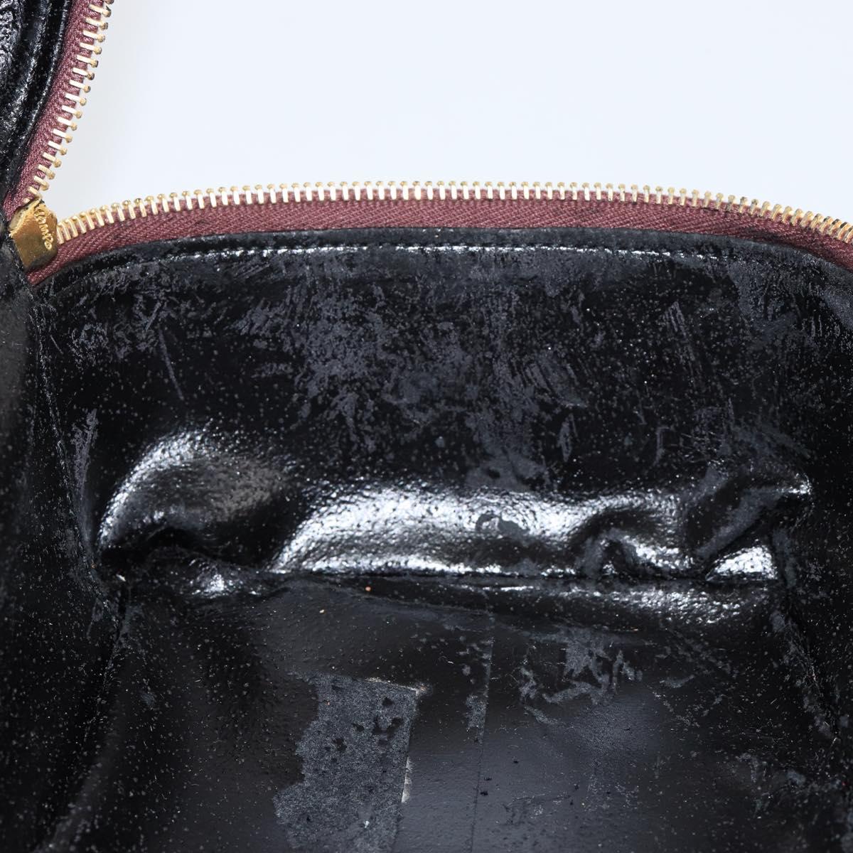 GUCCI Bamboo Vanity Pouch Enamel Brown Gold 032 1956 0150 Auth am9196