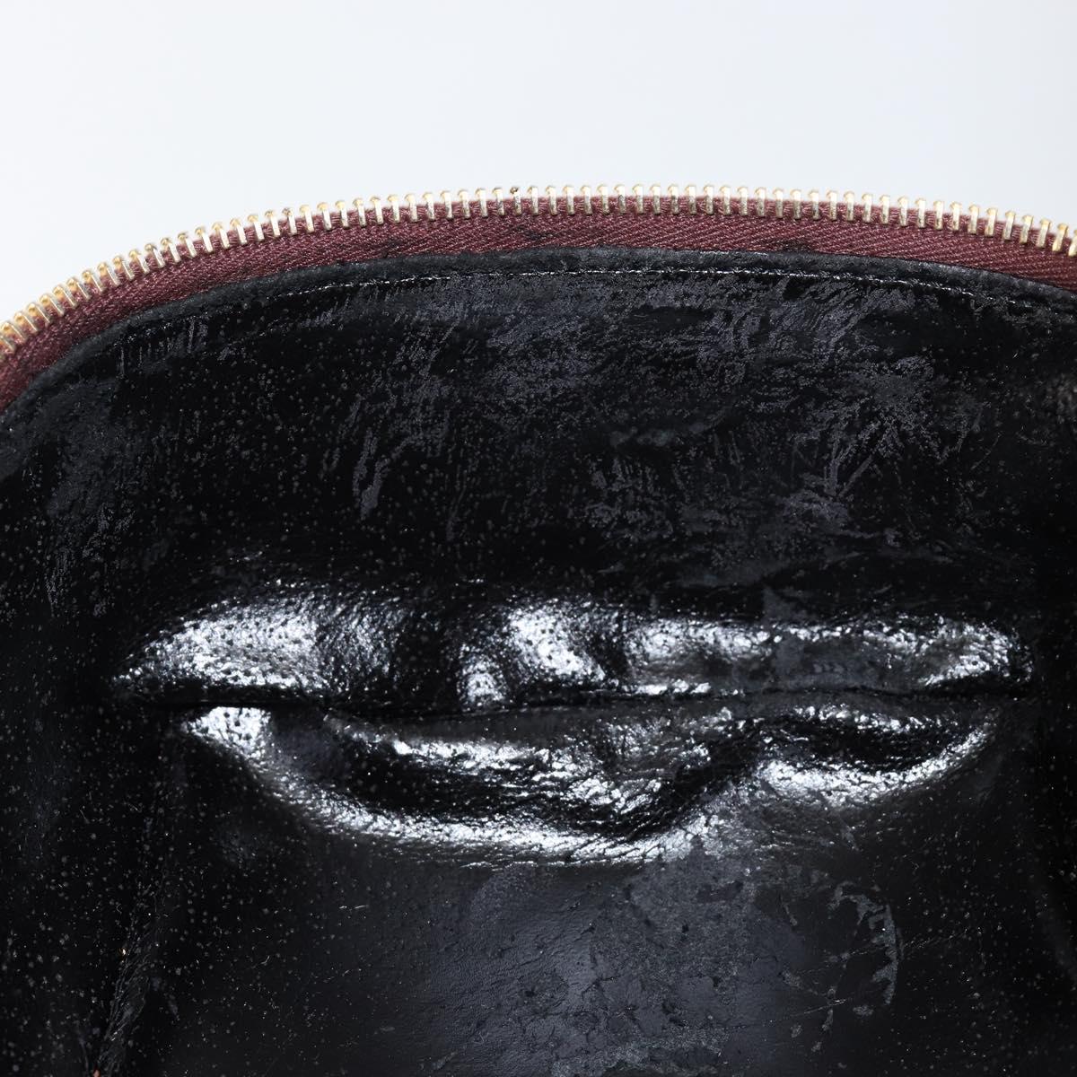 GUCCI Bamboo Vanity Pouch Enamel Brown Gold 032 1956 0150 Auth am9196