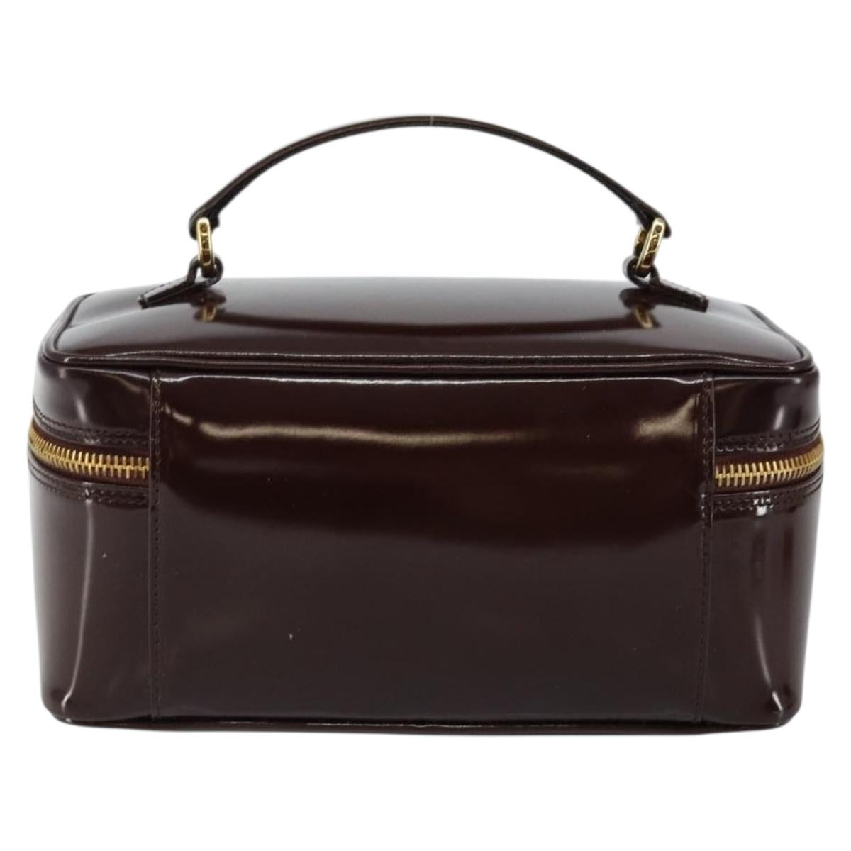GUCCI Bamboo Vanity Pouch Enamel Brown Gold 032 1956 0150 Auth am9196