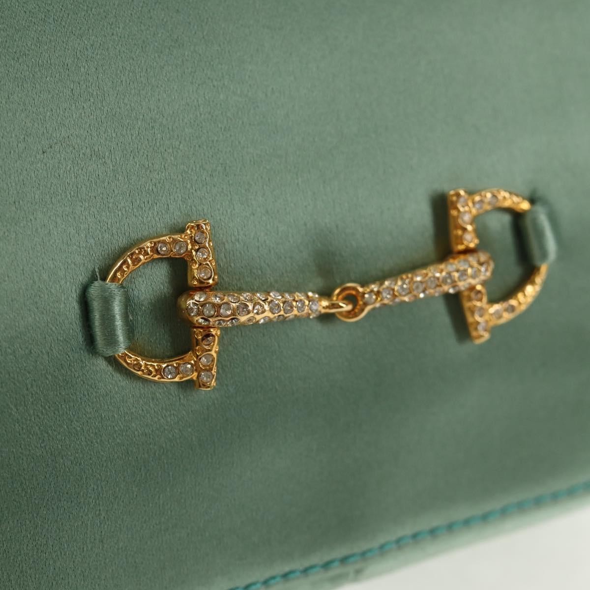 GUCCI Horsebit Backpack Satin Turquoise Blue Gold 005 781 0316 Auth am9199A