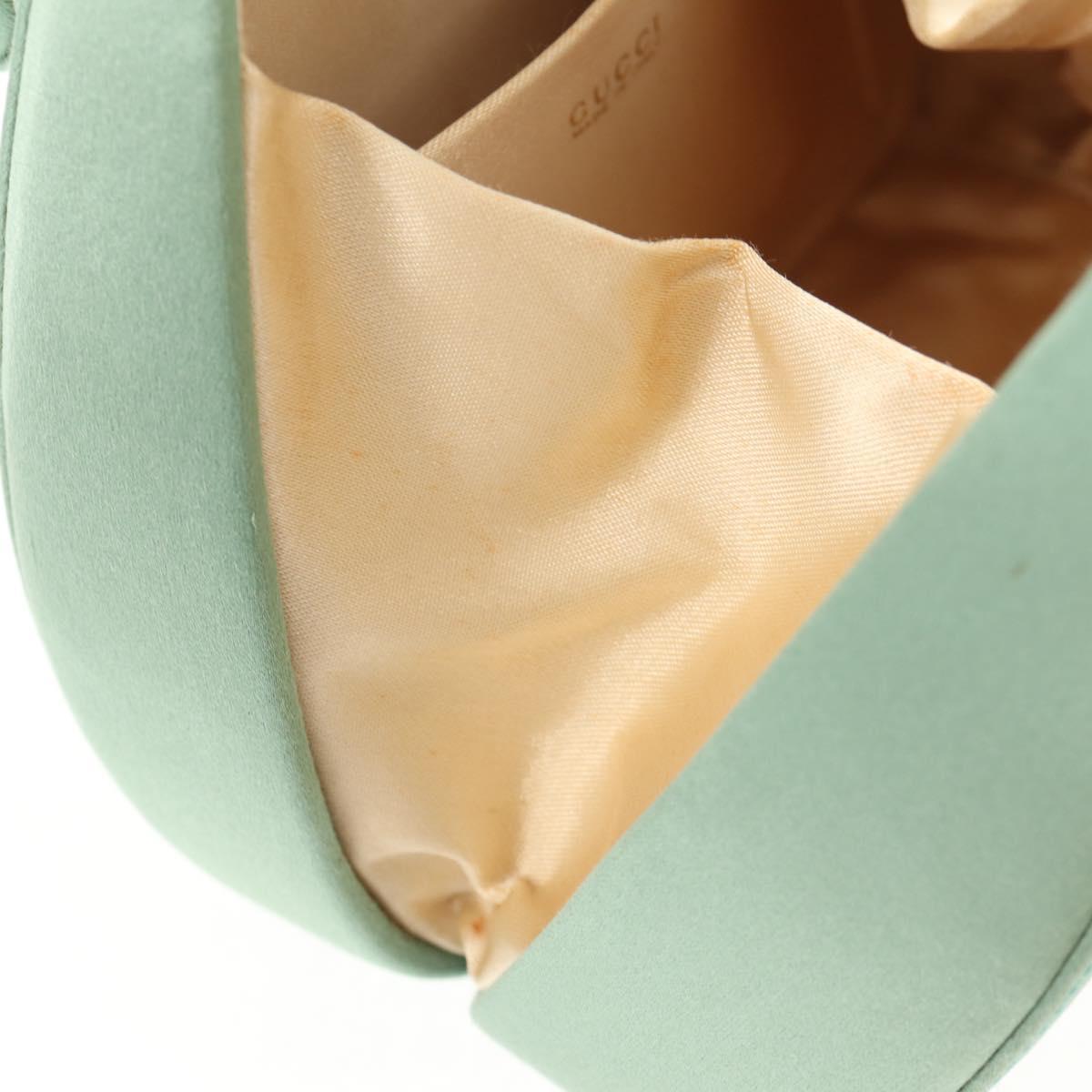 GUCCI Horsebit Backpack Satin Turquoise Blue Gold 005 781 0316 Auth am9199A