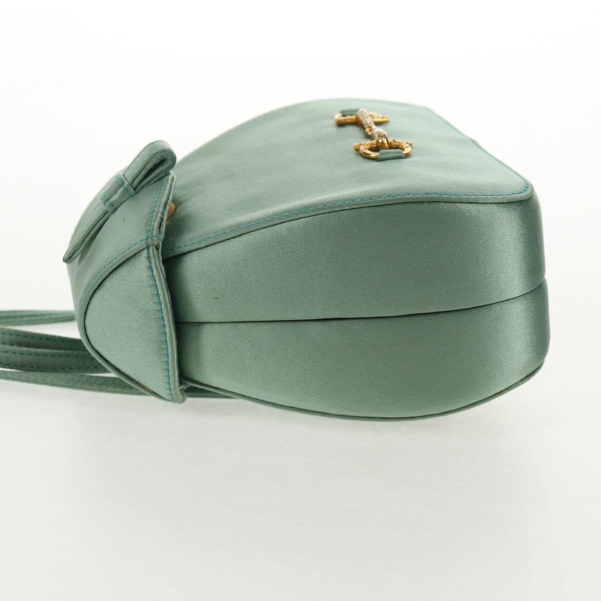 GUCCI Horsebit Backpack Satin Turquoise Blue Gold 005 781 0316 Auth am9199A