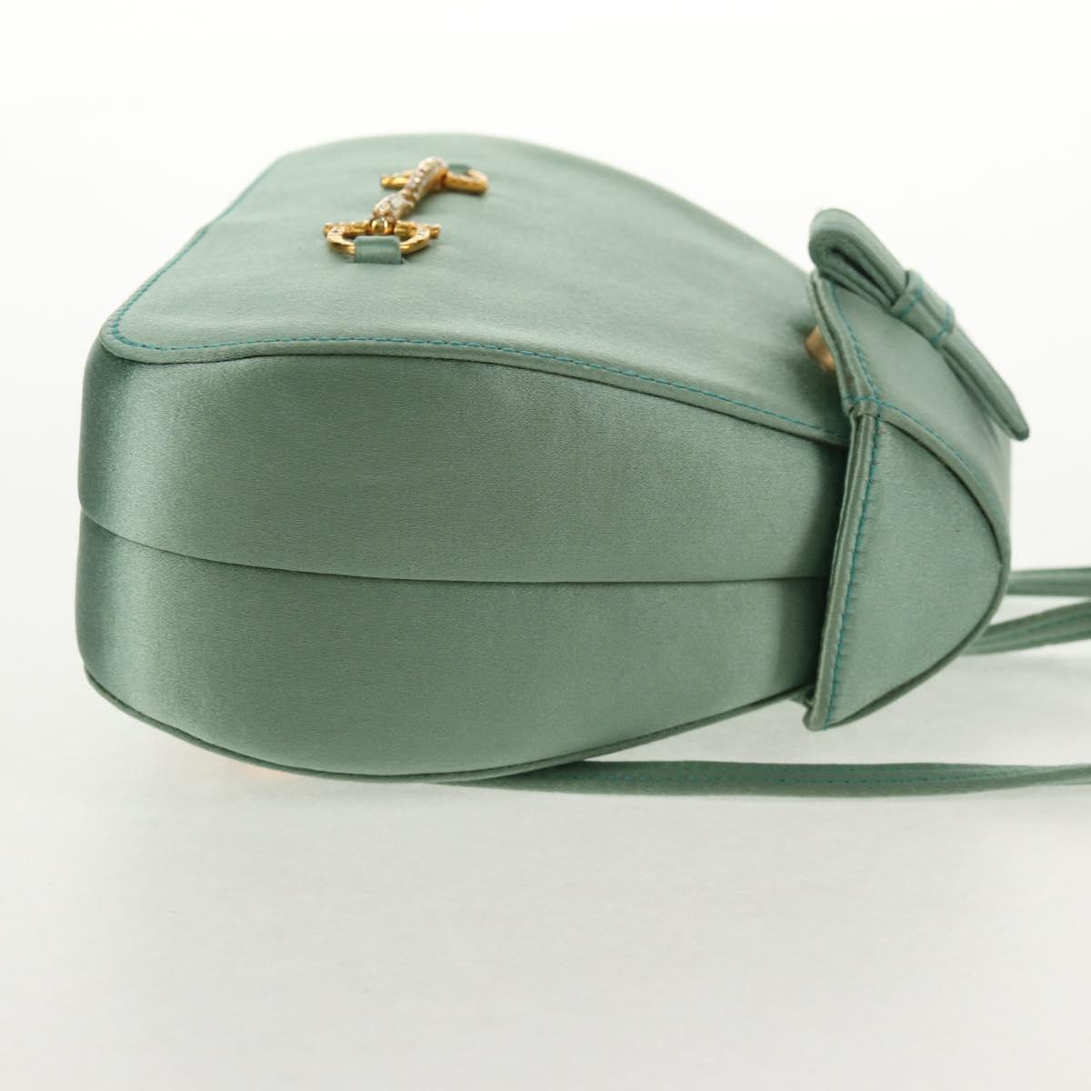 GUCCI Horsebit Backpack Satin Turquoise Blue Gold 005 781 0316 Auth am9199A