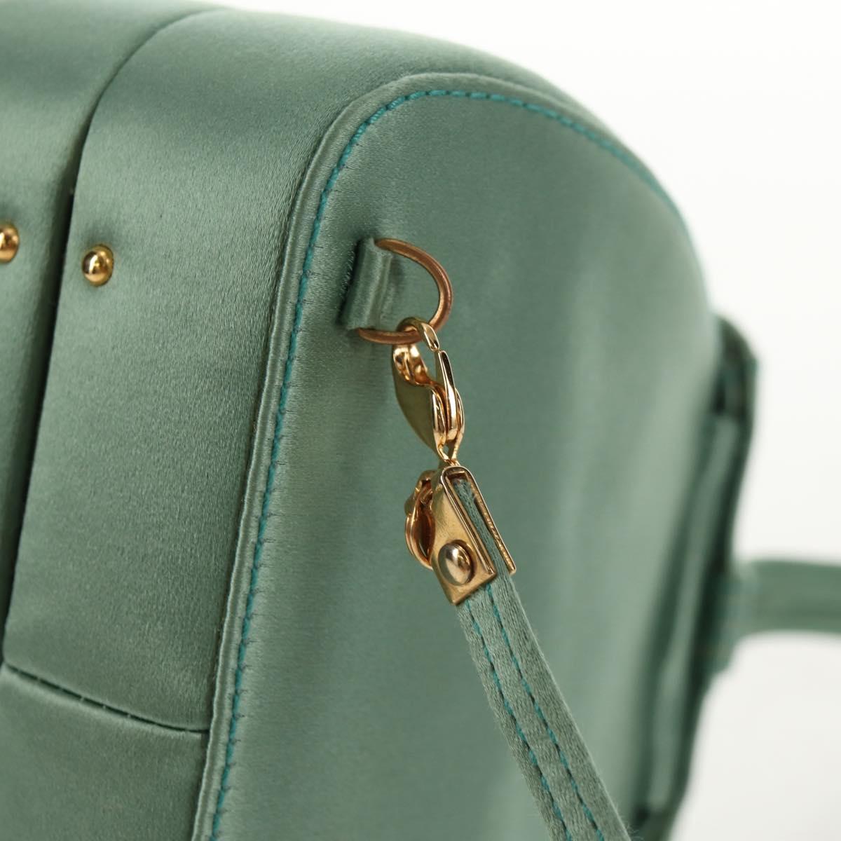 GUCCI Horsebit Backpack Satin Turquoise Blue Gold 005 781 0316 Auth am9199A