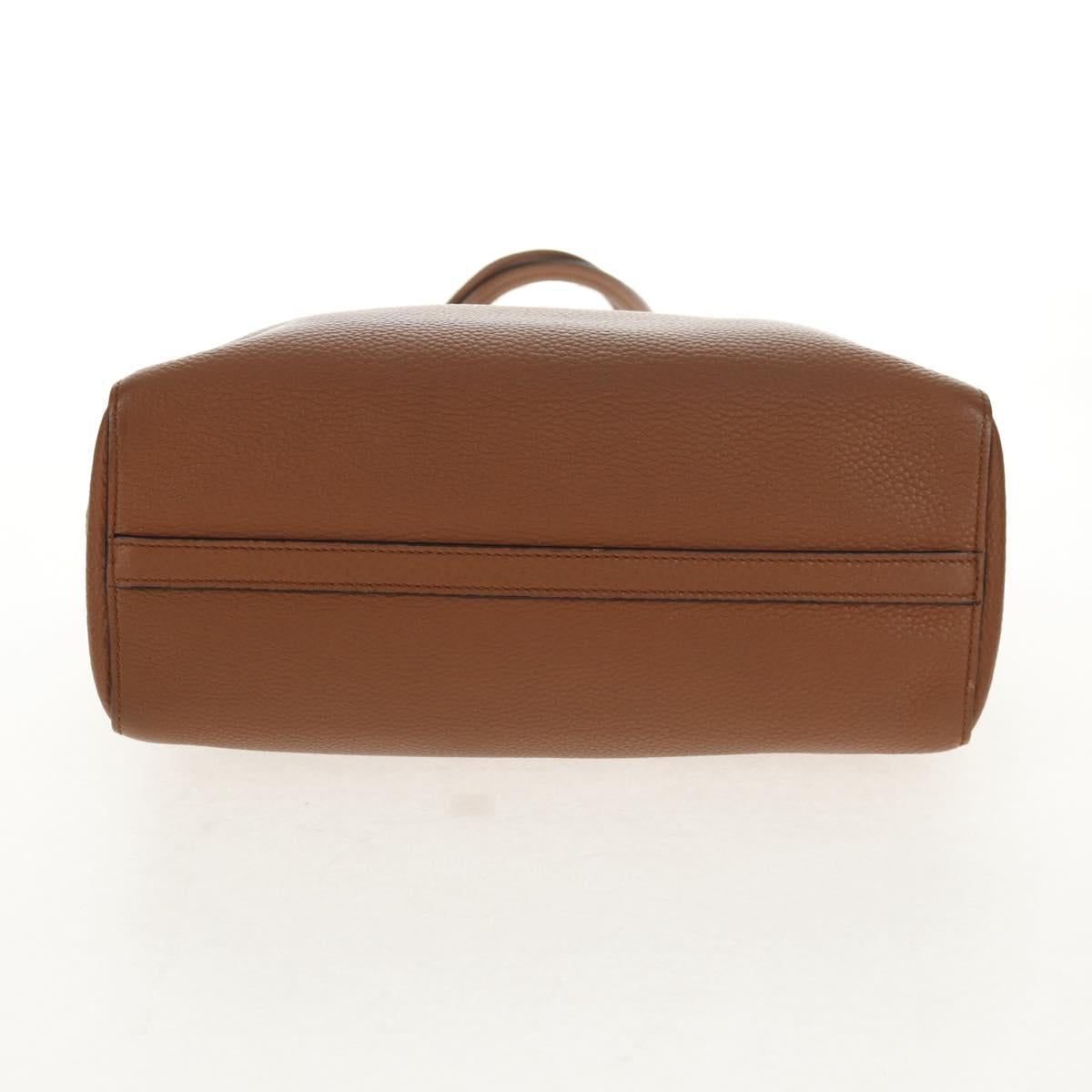 PRADA Tote Bag Leather Brown Gold Auth am9200V