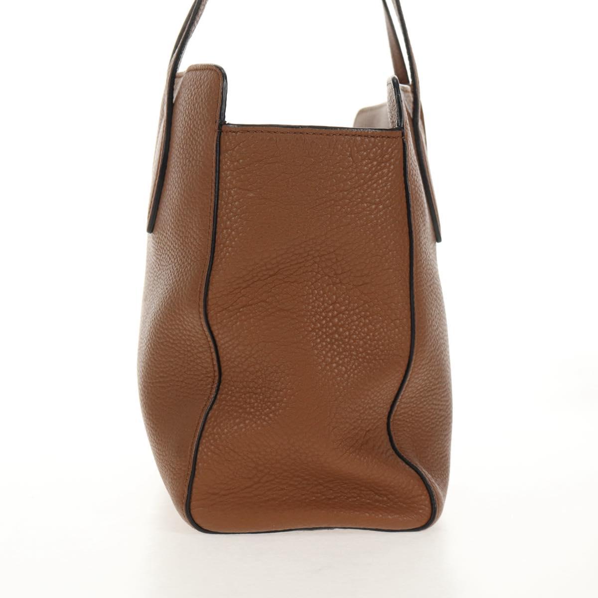 PRADA Tote Bag Leather Brown Gold Auth am9200V