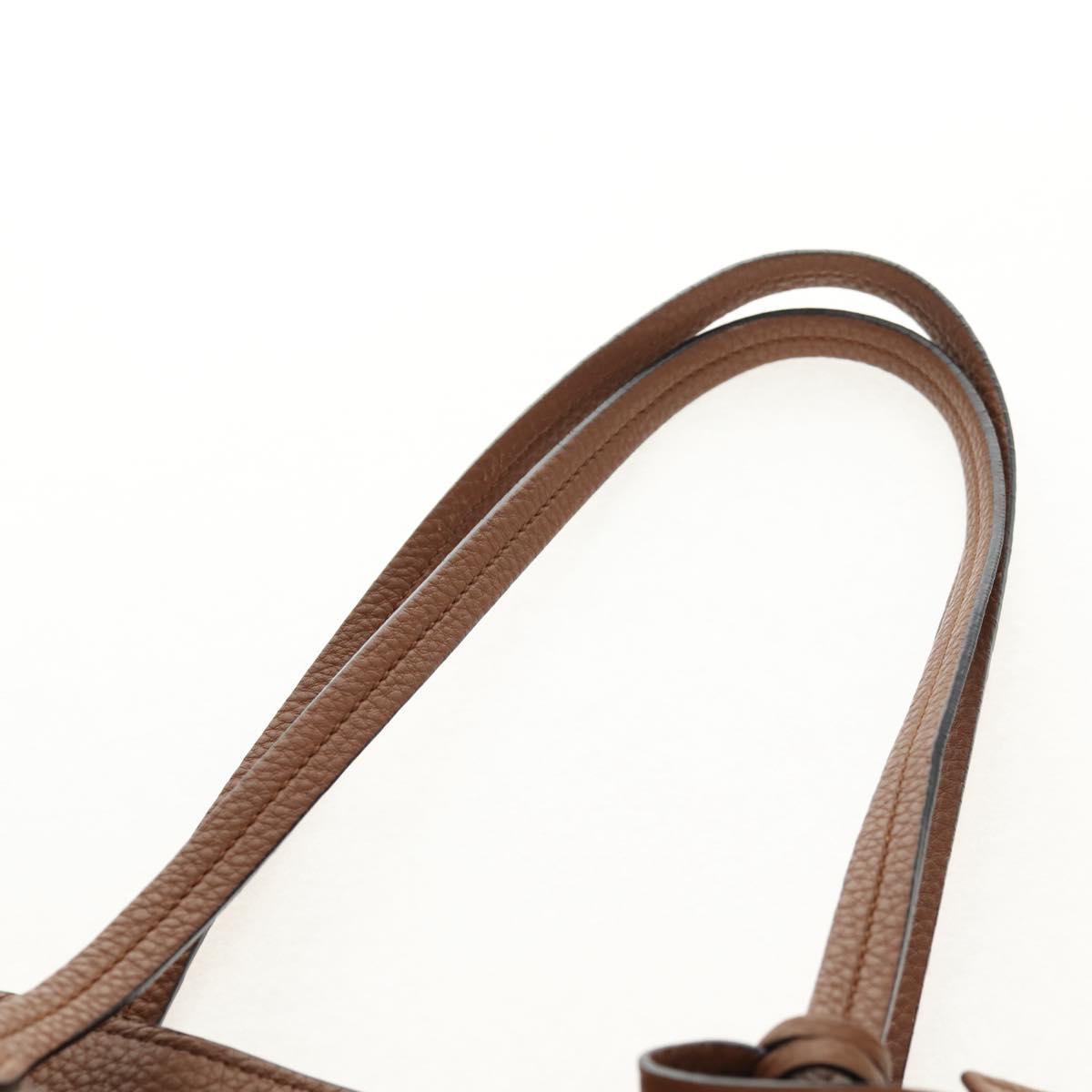 PRADA Tote Bag Leather Brown Gold Auth am9200V