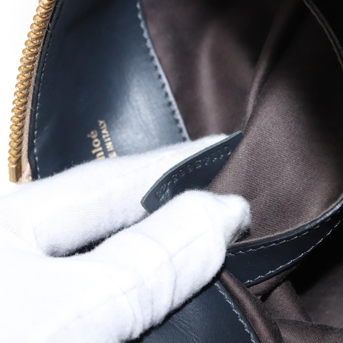 Chloe Bailey Hand Bag Leather 2way Black Beige gold Auth am9201