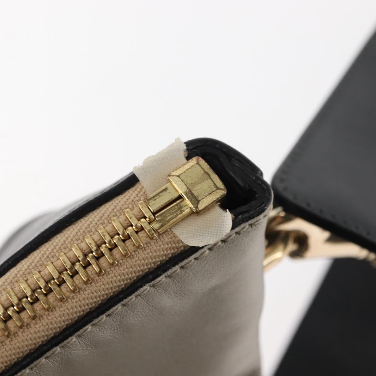 Chloe Bailey Hand Bag Leather 2way Black Beige gold Auth am9201