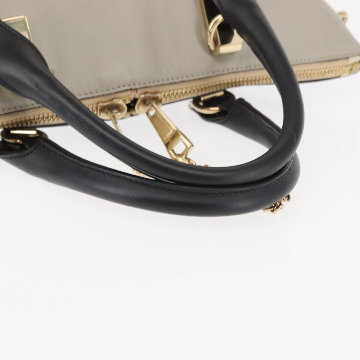 Chloe Bailey Hand Bag Leather 2way Black Beige gold Auth am9201