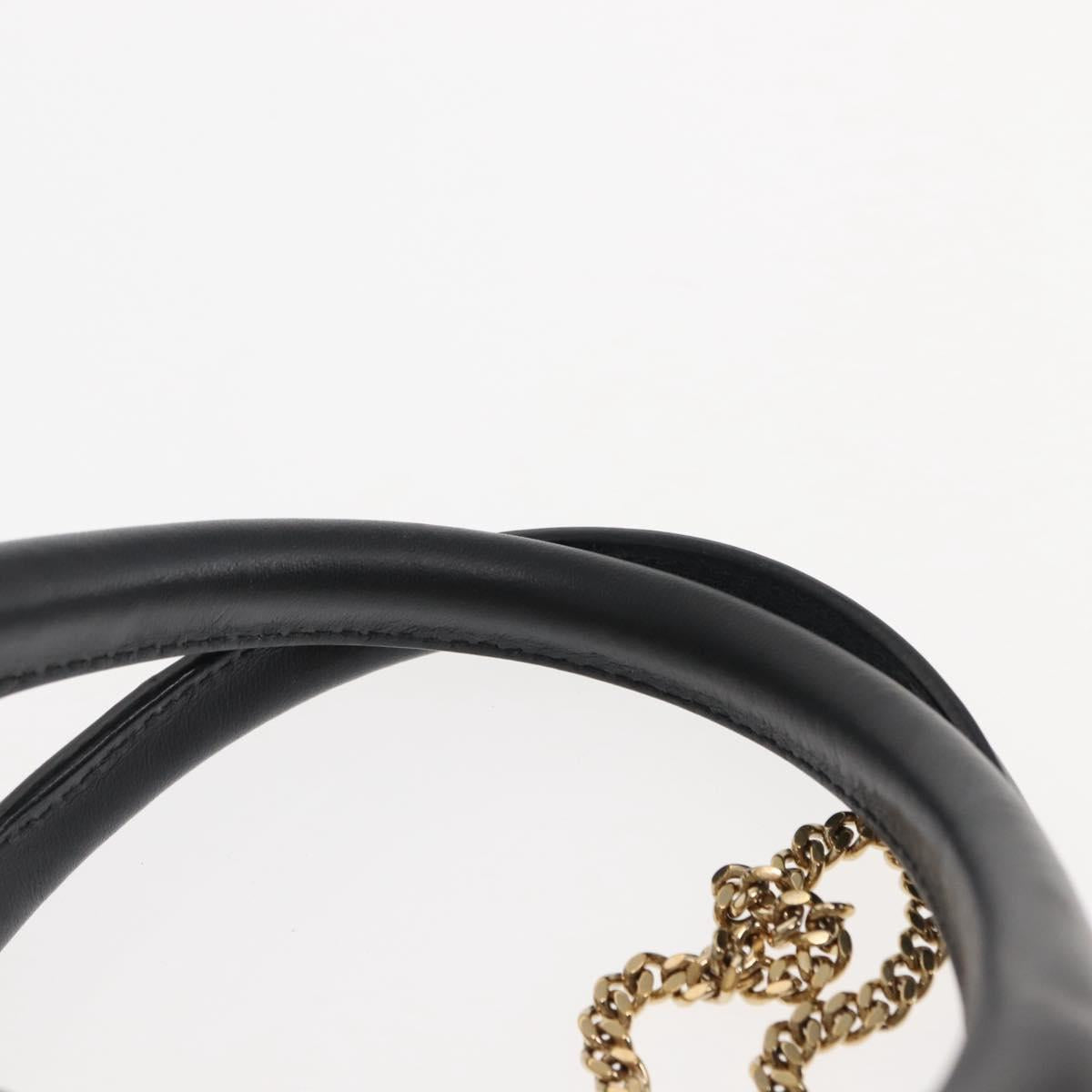 Chloe Bailey Hand Bag Leather 2way Black Beige gold Auth am9201