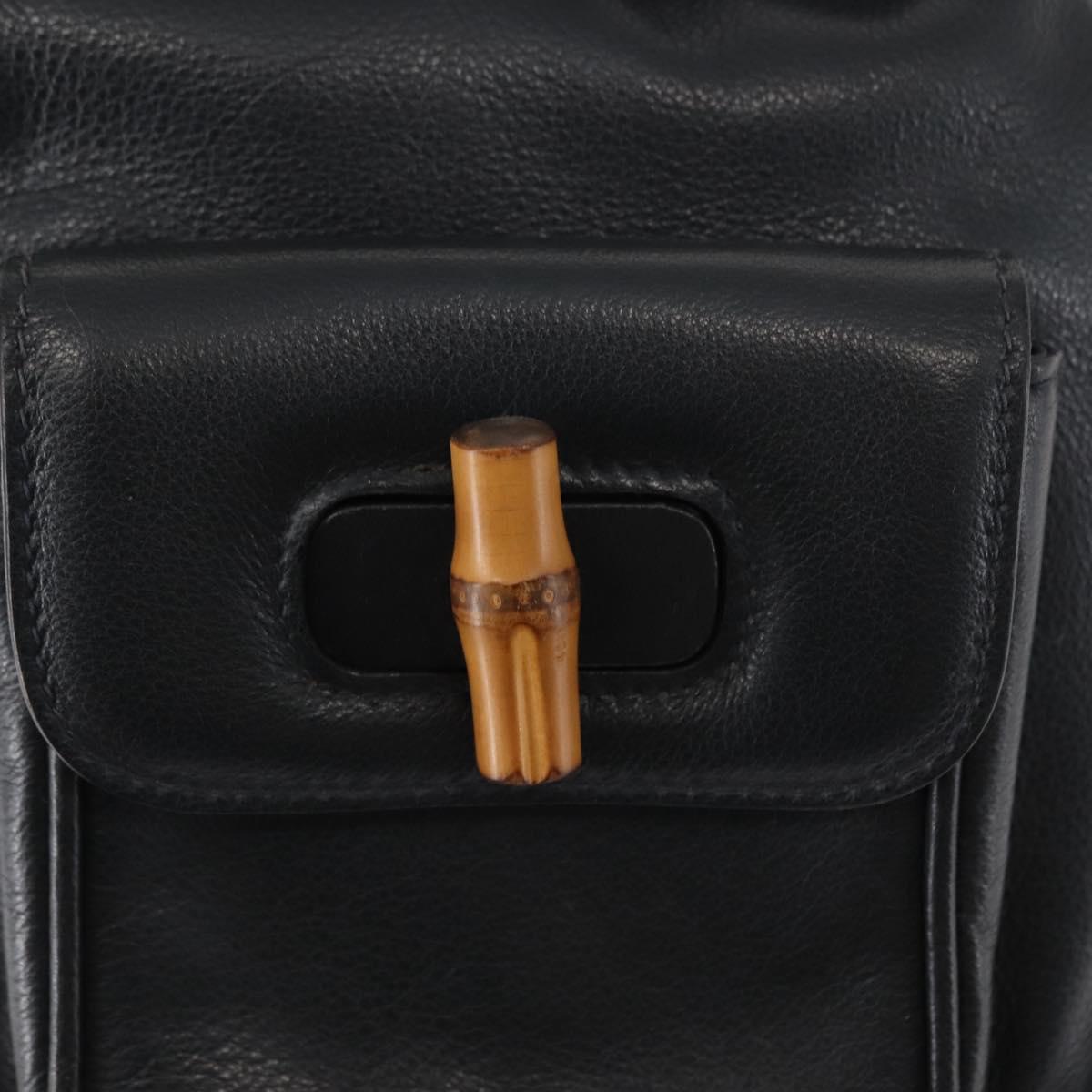 GUCCI Bamboo Backpack Leather Navy Gold 003 58 0030 Auth am9202