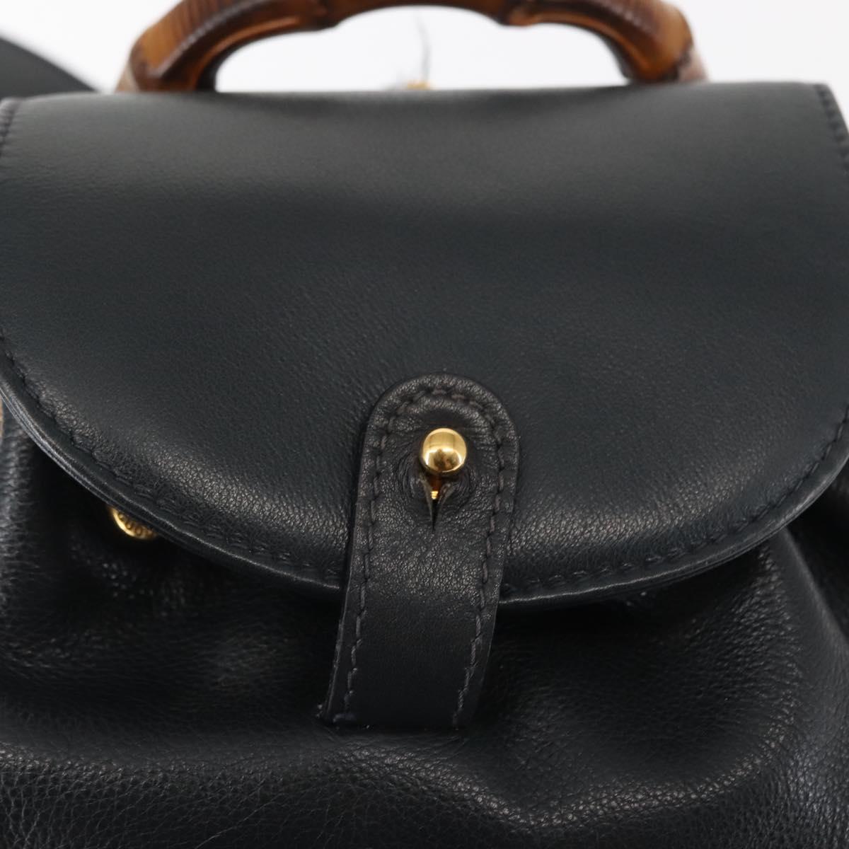 GUCCI Bamboo Backpack Leather Navy Gold 003 58 0030 Auth am9202