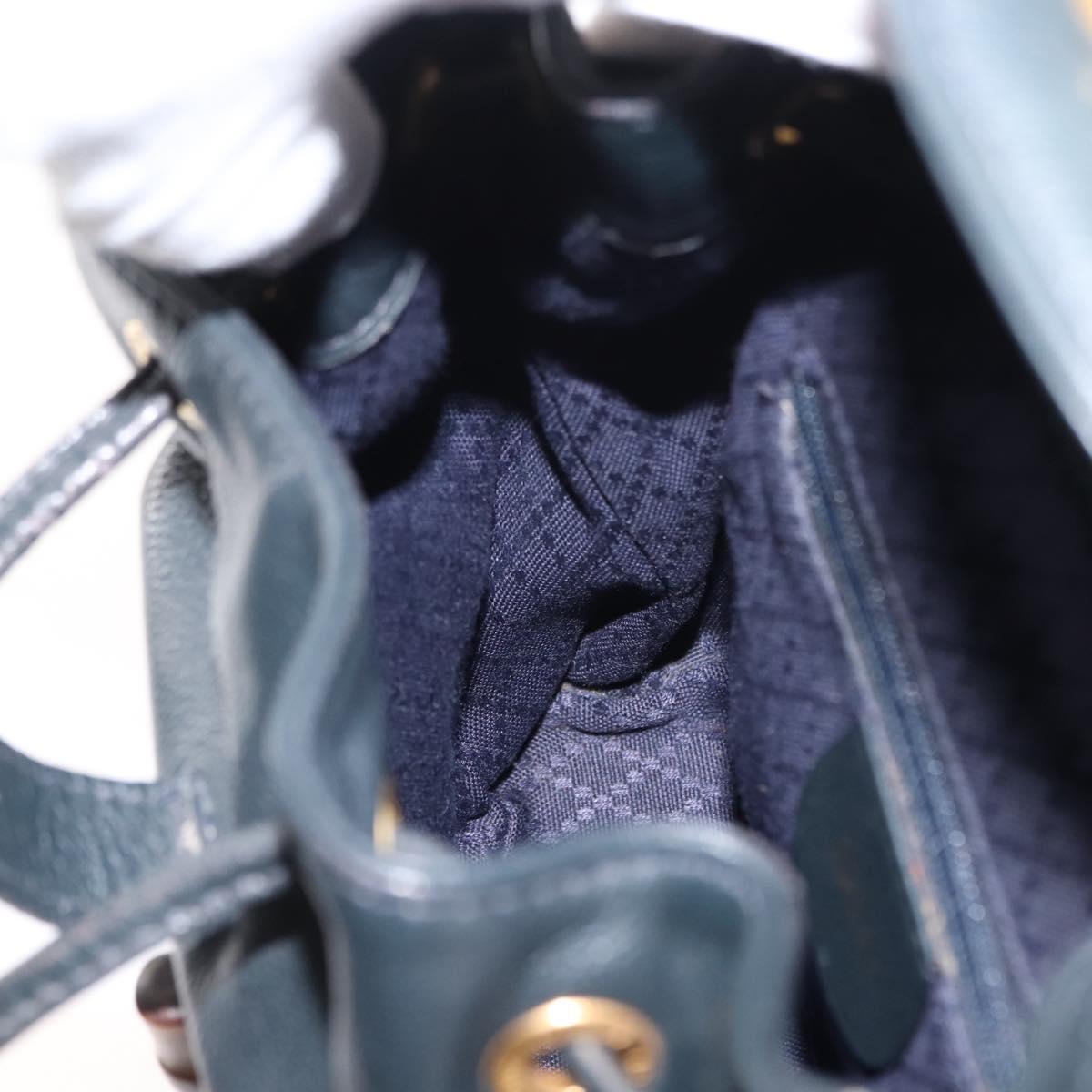 GUCCI Bamboo Backpack Leather Navy Gold 003 58 0030 Auth am9202