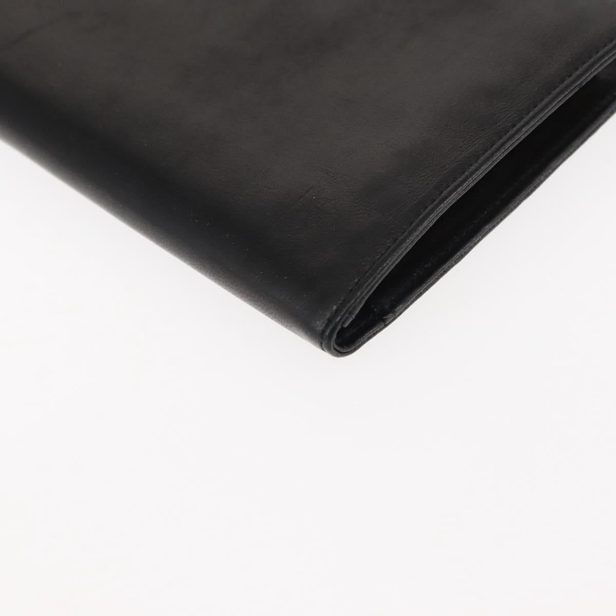 CHANEL Long Wallet Lamb Skin Black CC Auth am9206