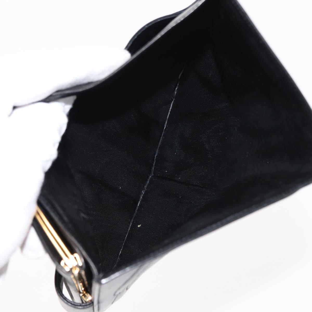 CHANEL Long Wallet Lamb Skin Black CC Auth am9206