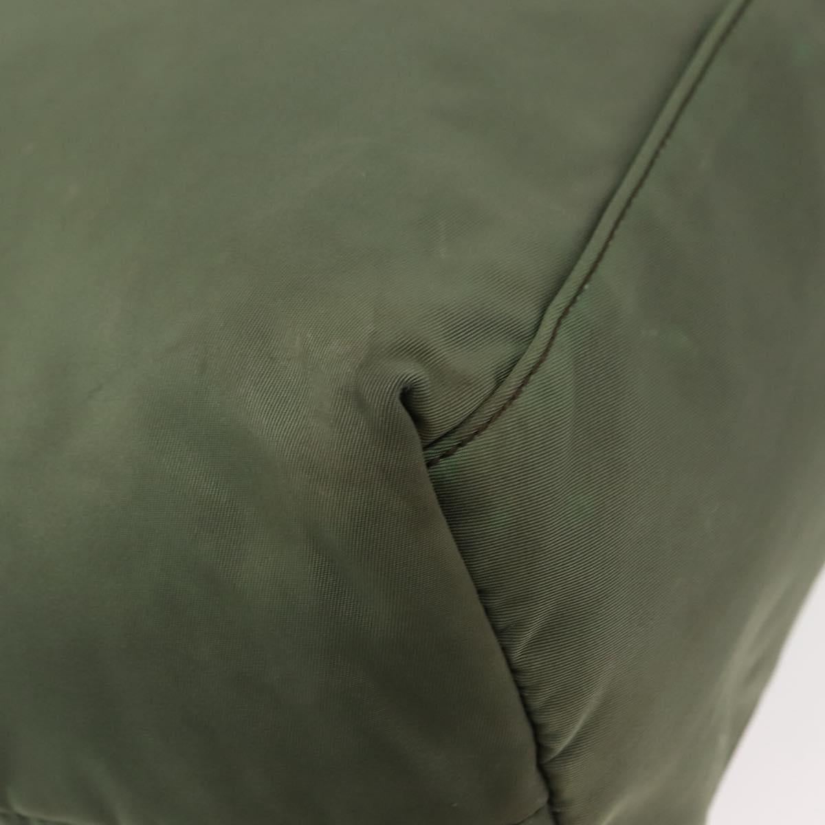 PRADA Tote Bag Nylon Khaki Gold Auth am9209