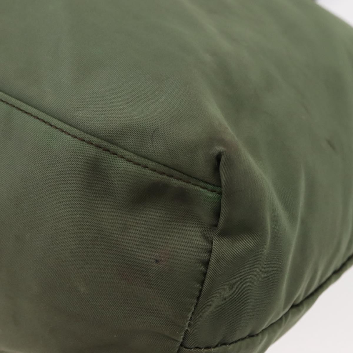 PRADA Tote Bag Nylon Khaki Gold Auth am9209