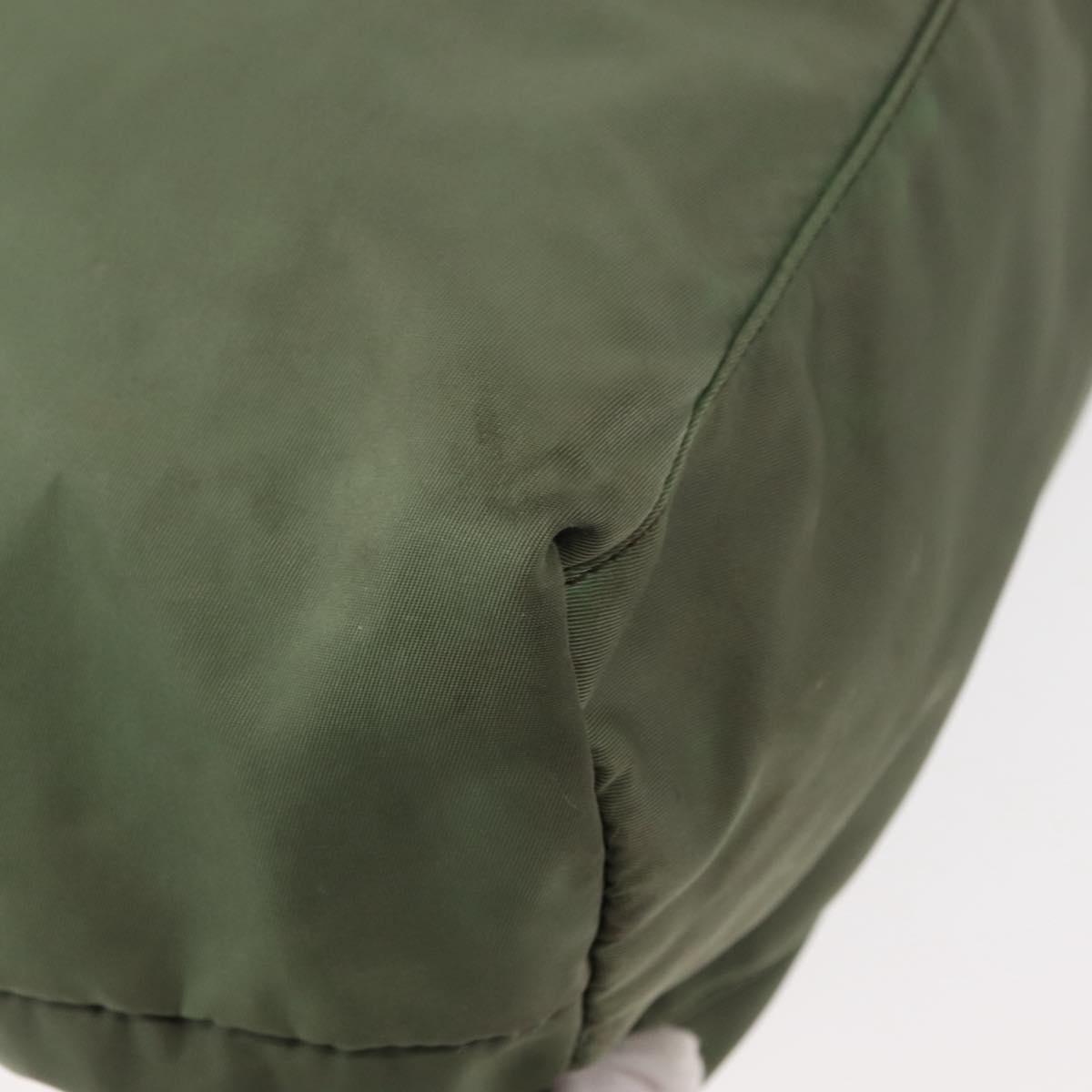 PRADA Tote Bag Nylon Khaki Gold Auth am9209