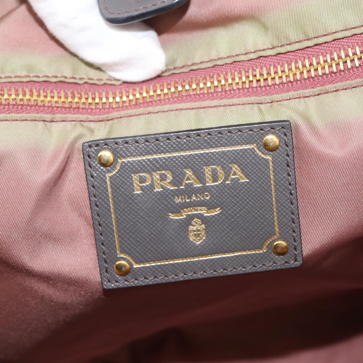 PRADA Tote Bag Nylon Khaki Gold Auth am9209
