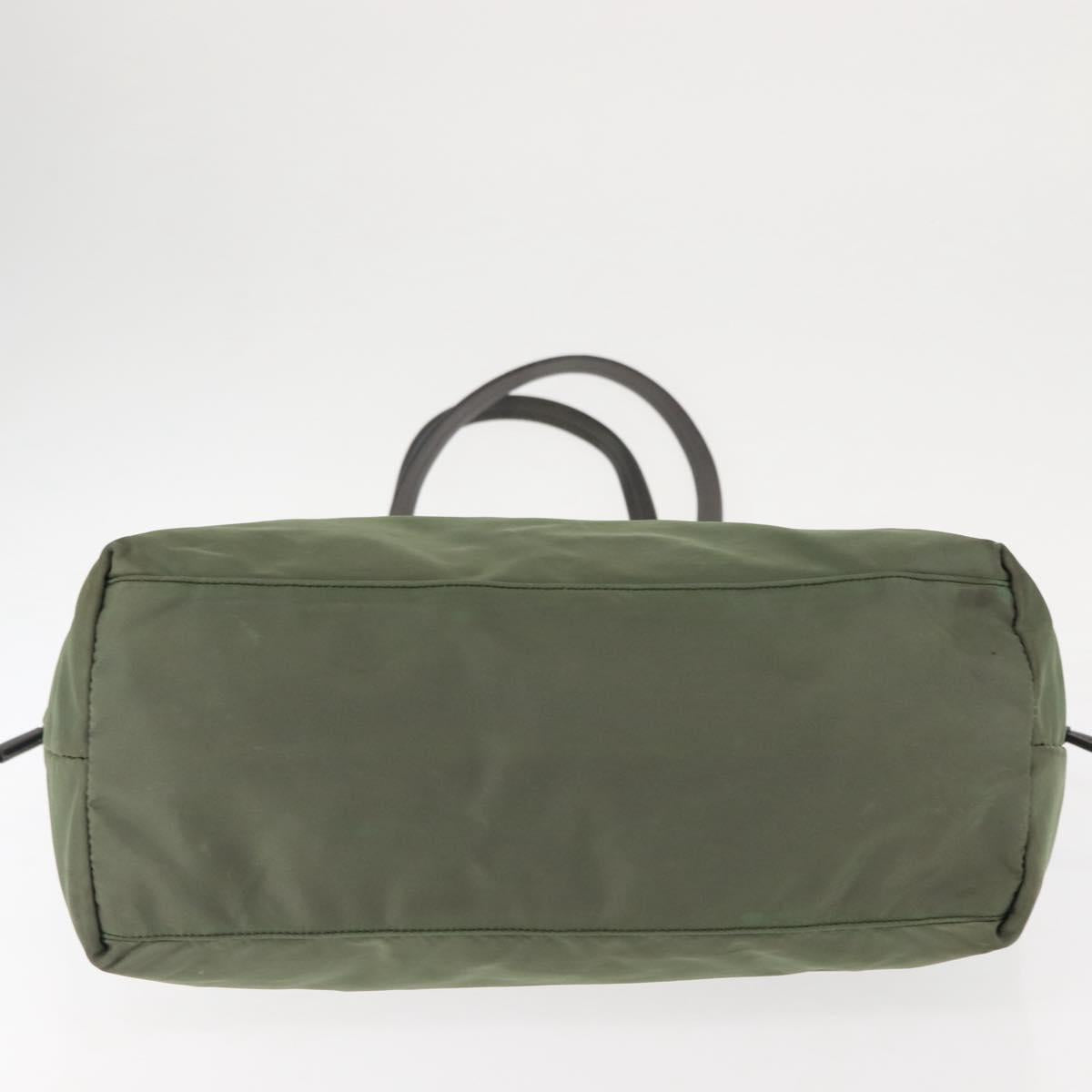 PRADA Tote Bag Nylon Khaki Gold Auth am9209