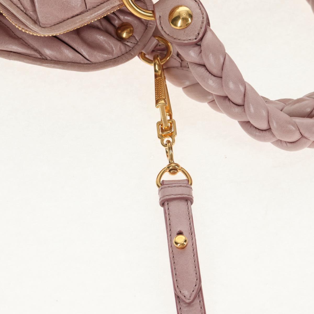 Miu Miu Matelasse Hand Bag Leather 2way Pink Gold Auth am9210V