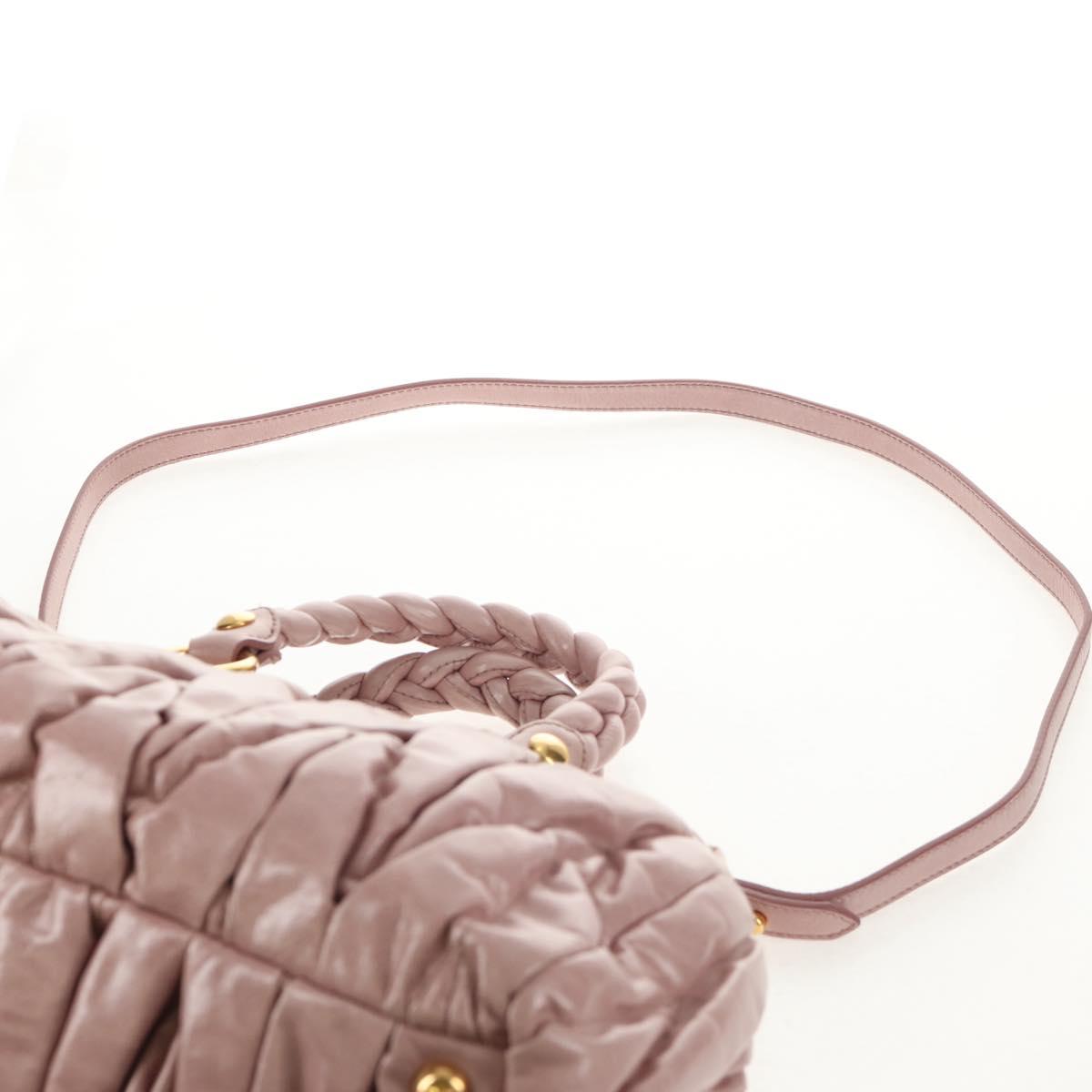 Miu Miu Matelasse Hand Bag Leather 2way Pink Gold Auth am9210V