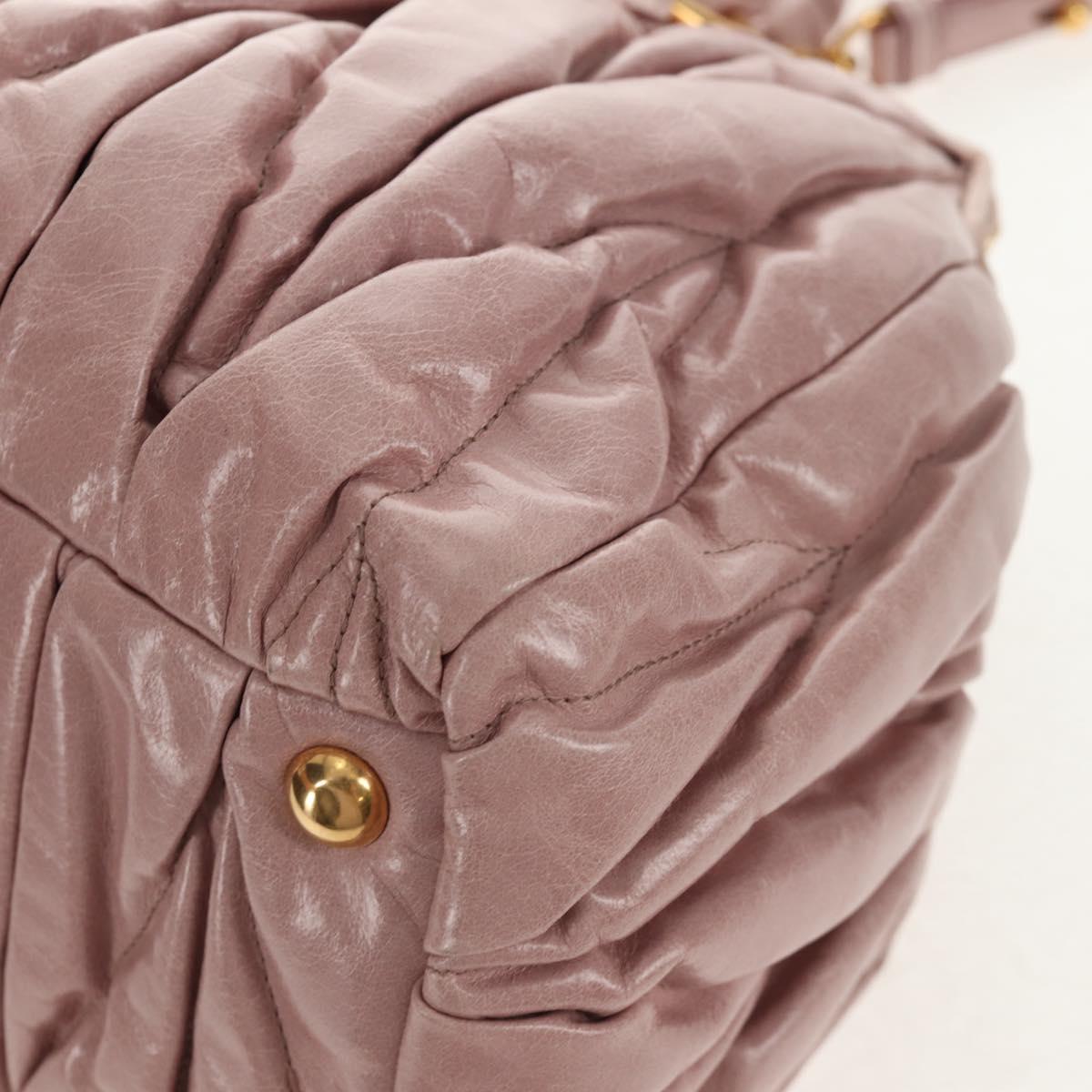 Miu Miu Matelasse Hand Bag Leather 2way Pink Gold Auth am9210V
