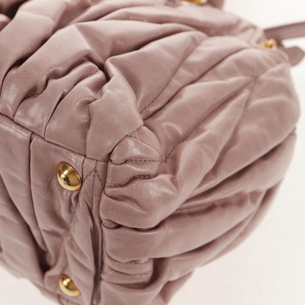 Miu Miu Matelasse Hand Bag Leather 2way Pink Gold Auth am9210V