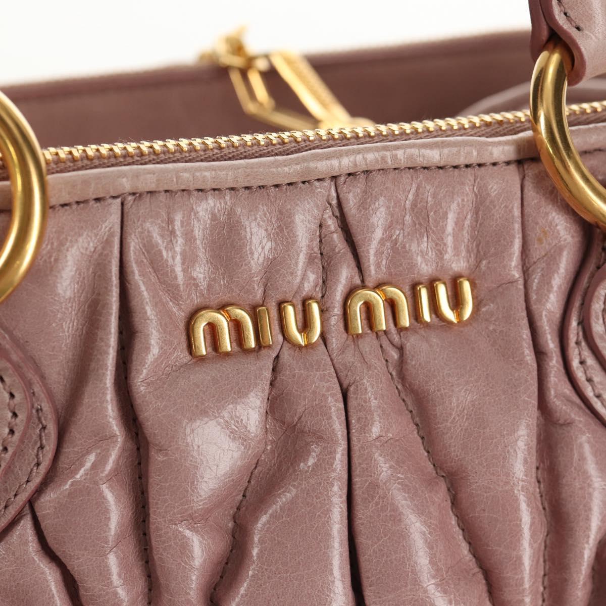 Miu Miu Matelasse Hand Bag Leather 2way Pink Gold Auth am9210V