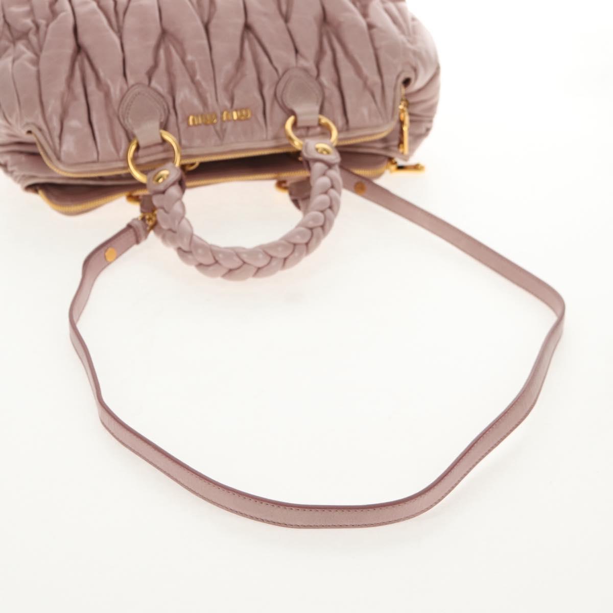 Miu Miu Matelasse Hand Bag Leather 2way Pink Gold Auth am9210V
