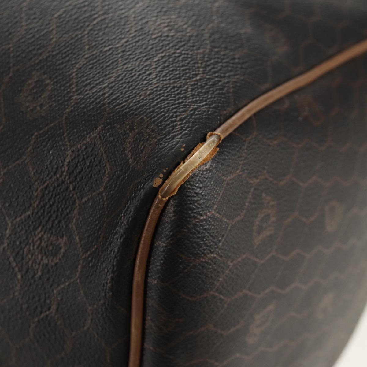 Christian Dior Honeycomb Canvas Boston Bag PVC Black Gold Auth am9211