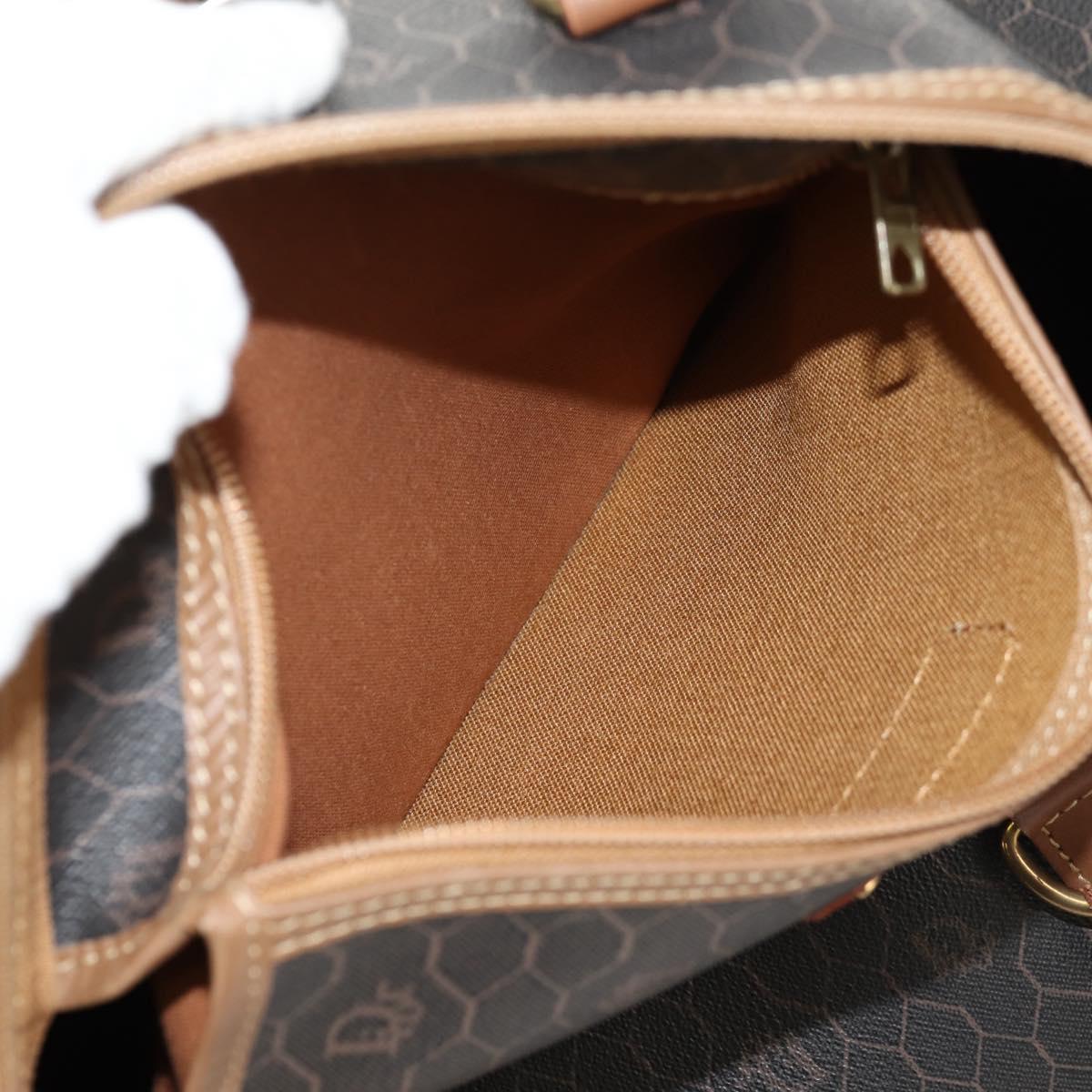 Christian Dior Honeycomb Canvas Boston Bag PVC Black Gold Auth am9211