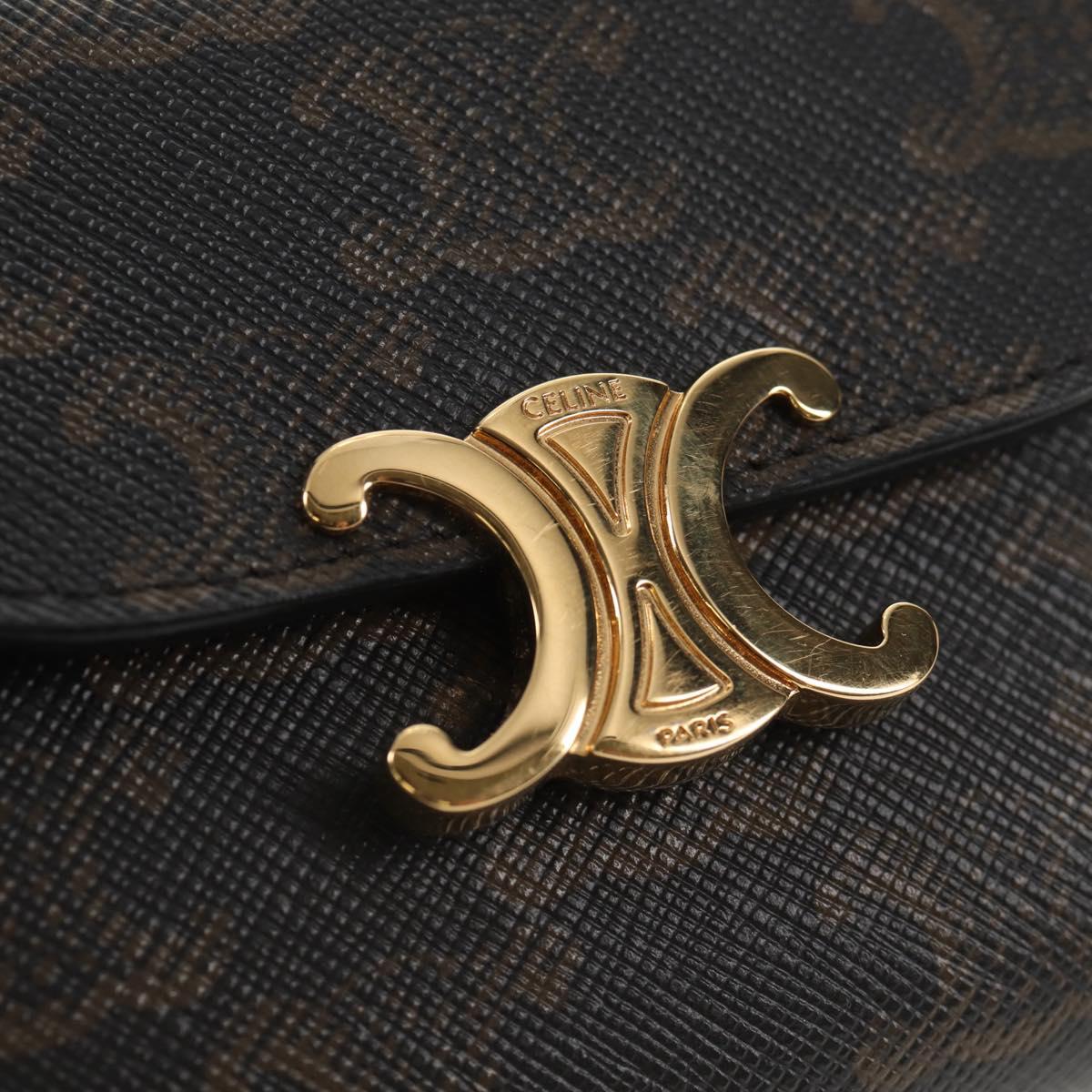 CELINE Triomphe Compact Wallet PVC Black Auth am9212M