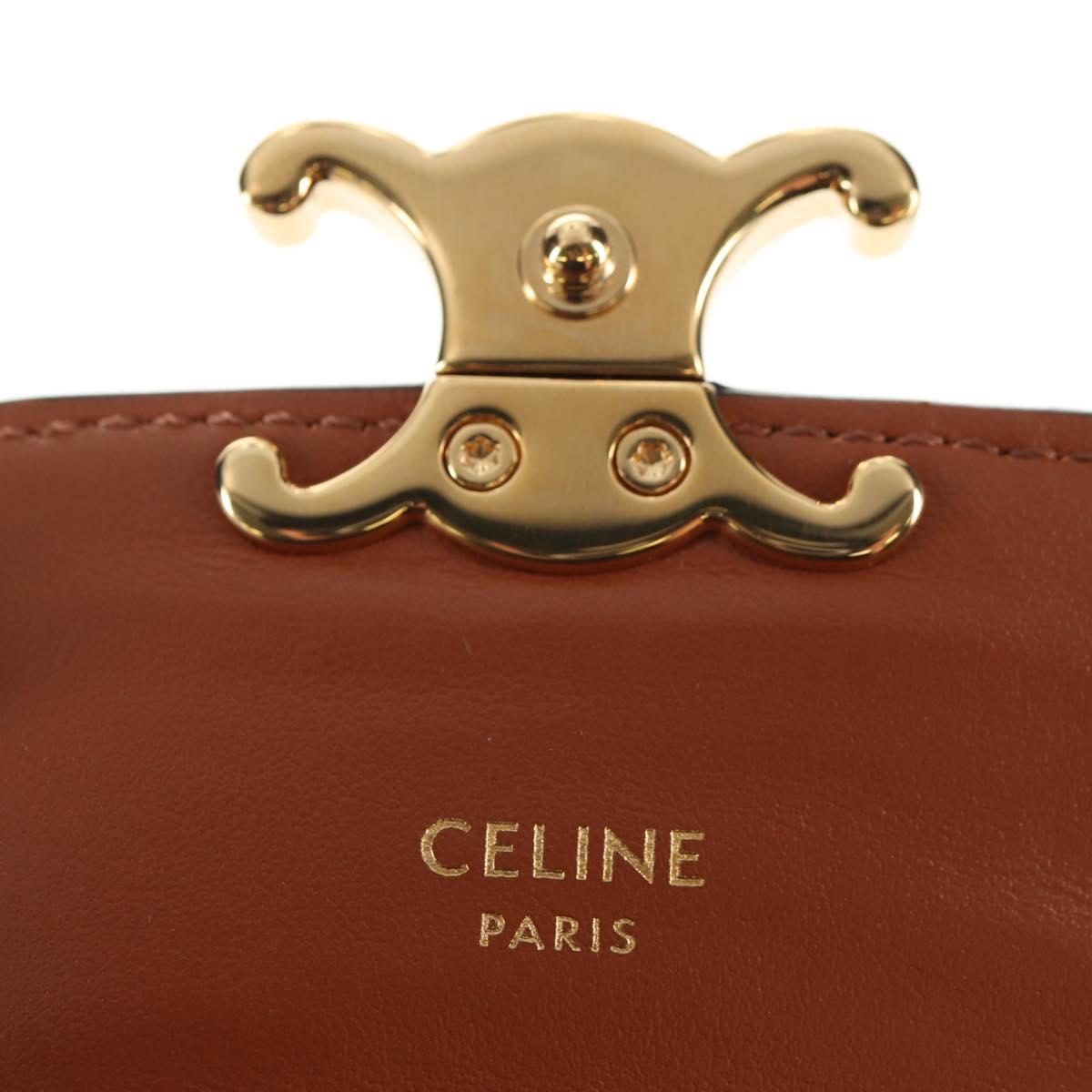 CELINE Triomphe Compact Wallet PVC Black Auth am9212M