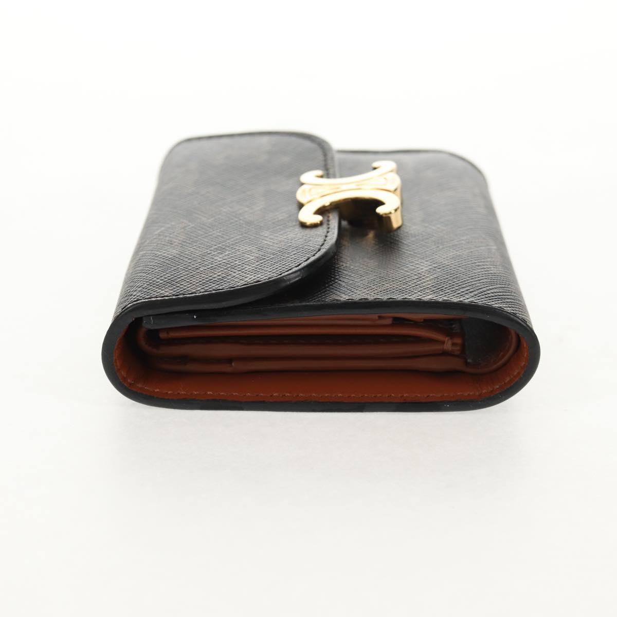 CELINE Triomphe Compact Wallet PVC Black Auth am9212M