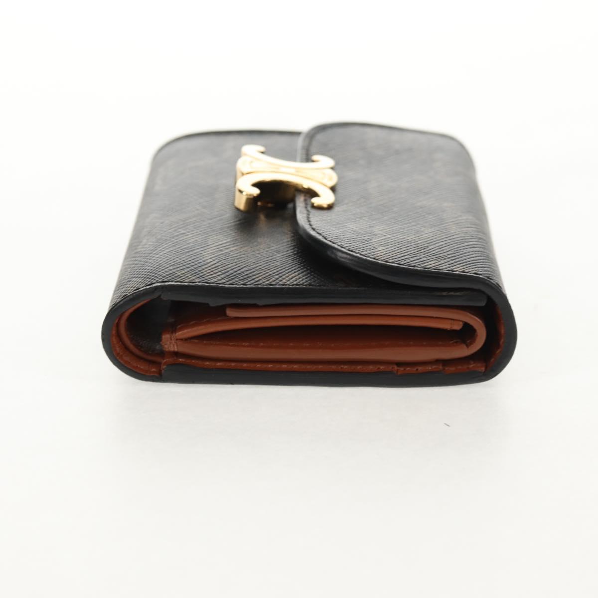 CELINE Triomphe Compact Wallet PVC Black Auth am9212M