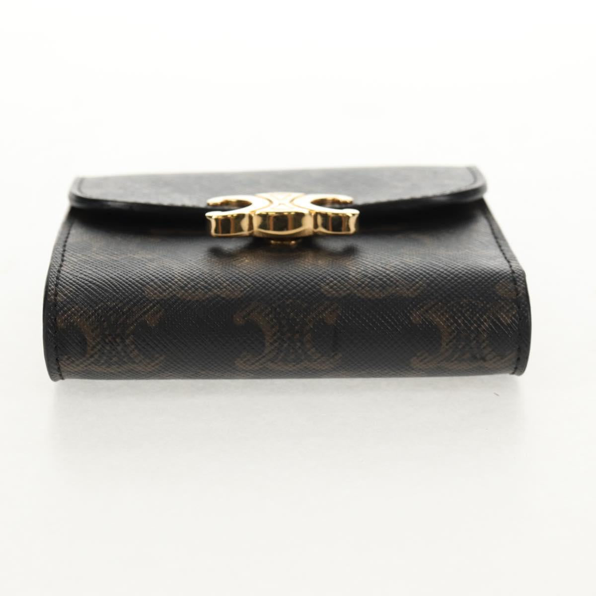 CELINE Triomphe Compact Wallet PVC Black Auth am9212M