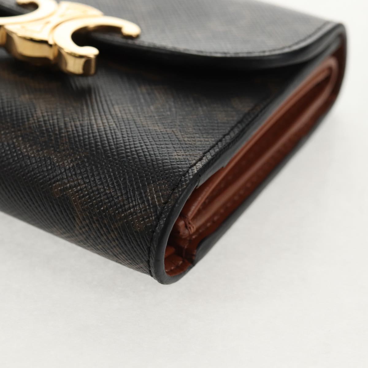 CELINE Triomphe Compact Wallet PVC Black Auth am9212M