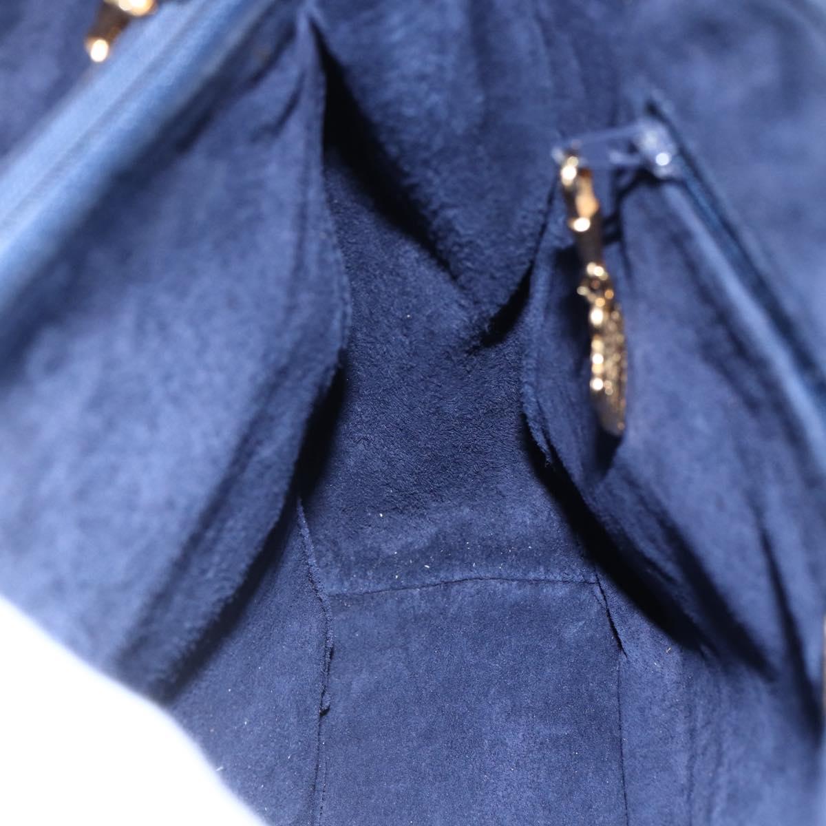 GUCCI Hand Bag Leather 2way Navy Gold 000 101 0274 Auth am9220