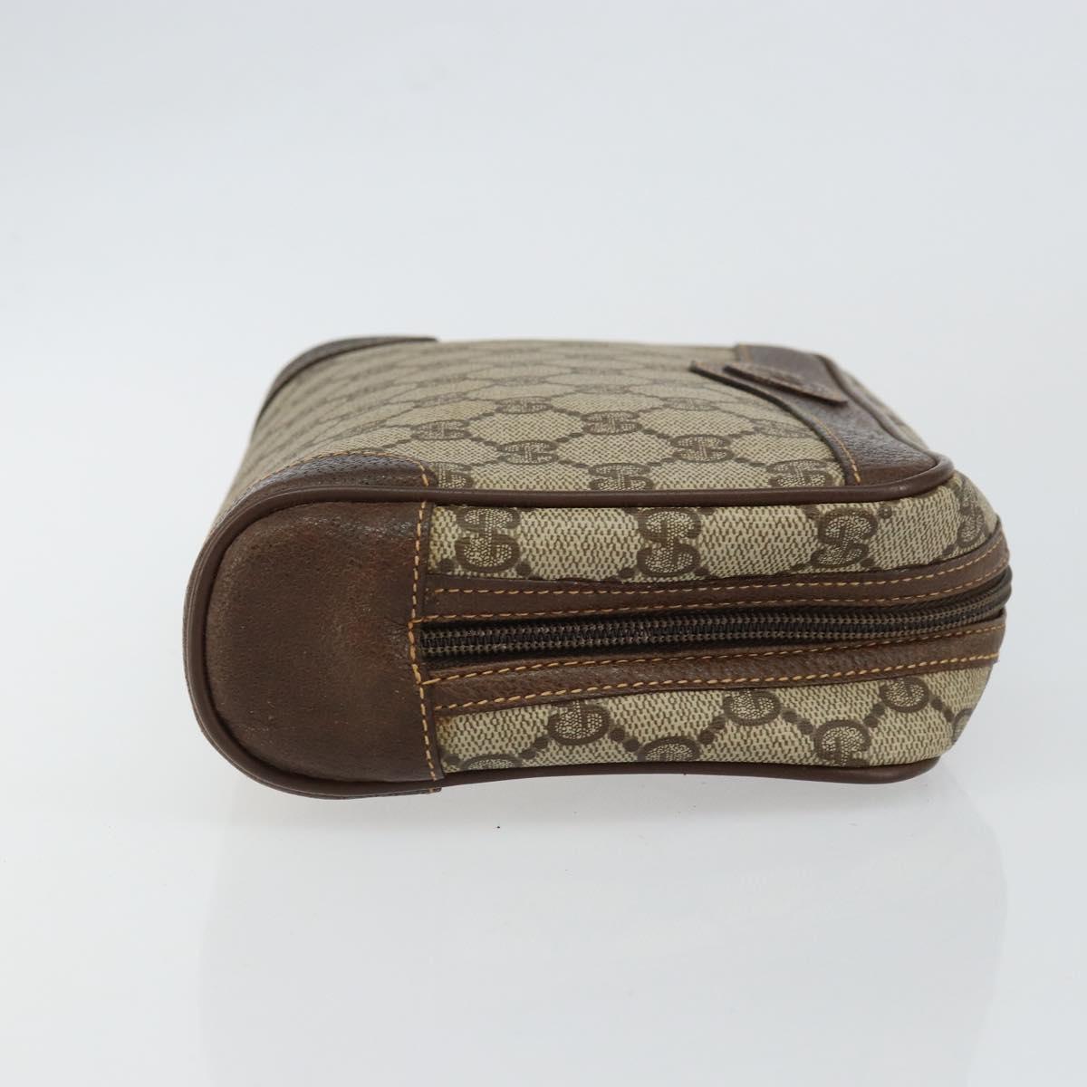 GUCCI GG Supreme Clutch Bag PVC Beige Gold 014 89 0094 Auth am9221