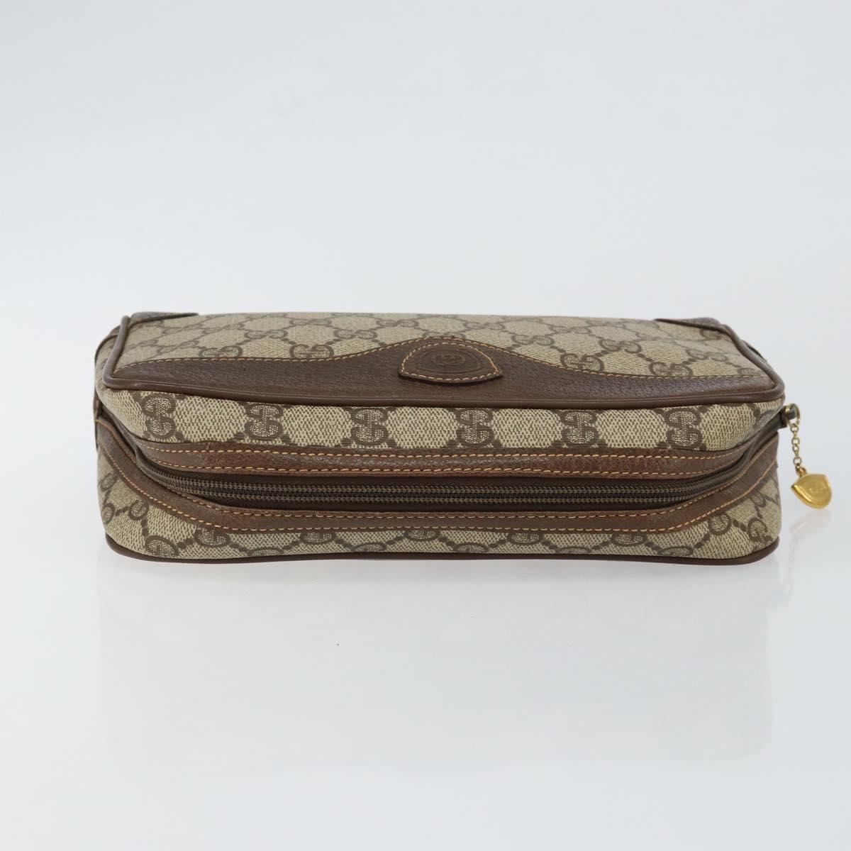 GUCCI GG Supreme Clutch Bag PVC Beige Gold 014 89 0094 Auth am9221