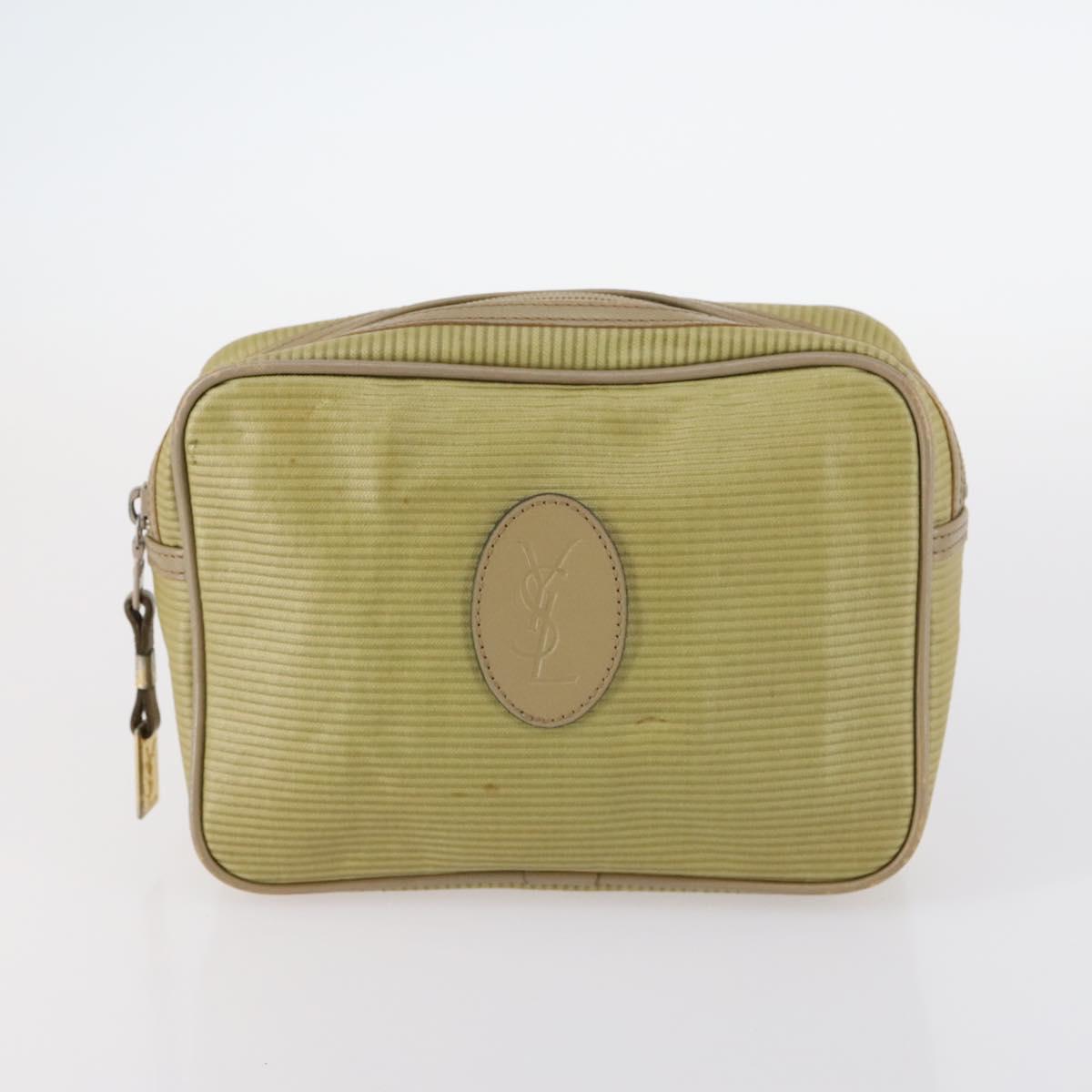 SAINT LAURENT Hand Bag Leather 2Set Black Gold beige Auth am9229