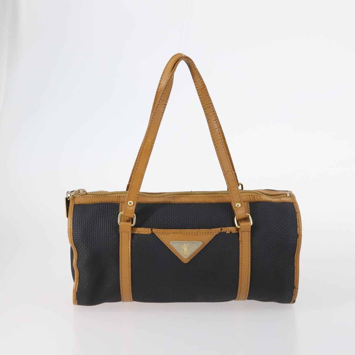 SAINT LAURENT Hand Bag Leather 2Set Black Gold beige Auth am9229