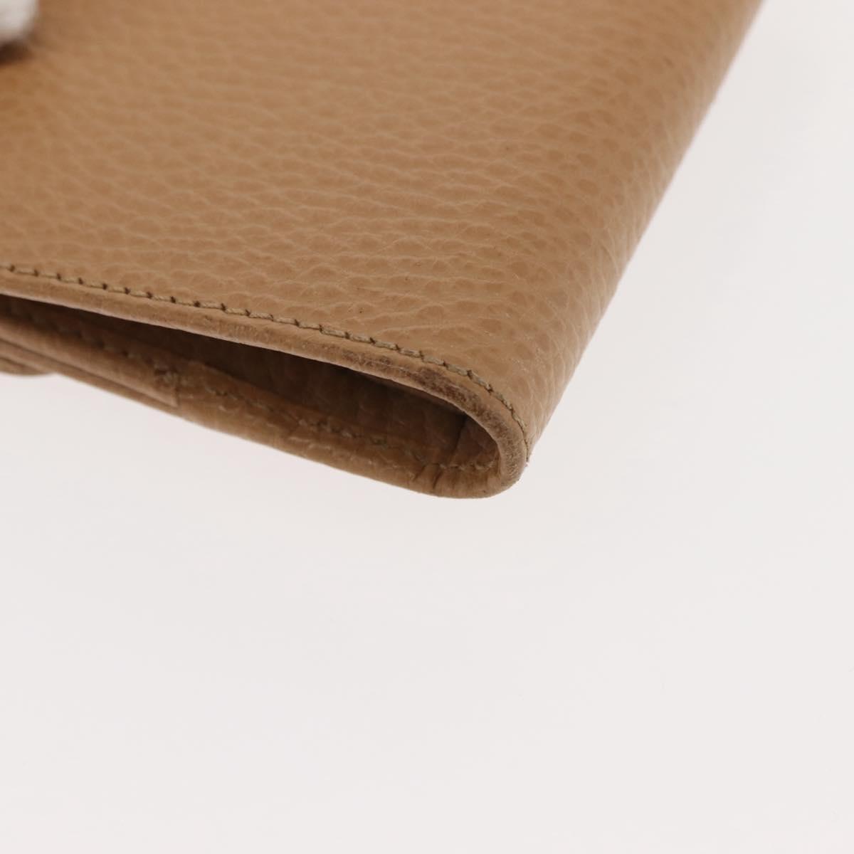 GUCCI Bifold Wallet Leather Outlet Beige Gold Beige 615525 Auth am9232