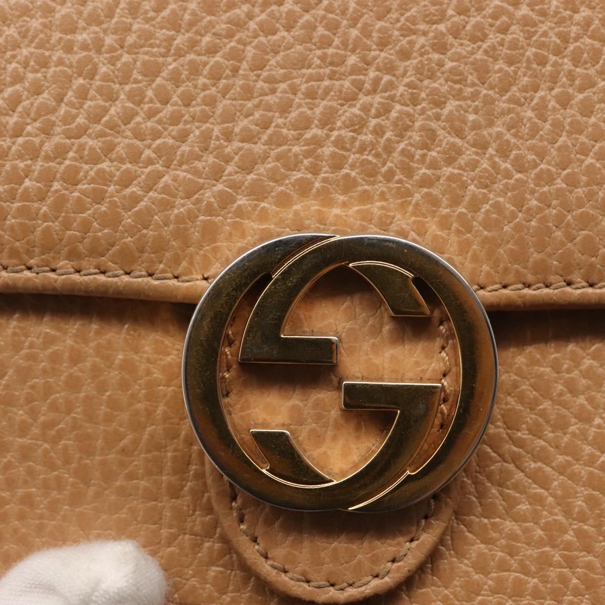 GUCCI Bifold Wallet Leather Outlet Beige Gold Beige 615525 Auth am9232