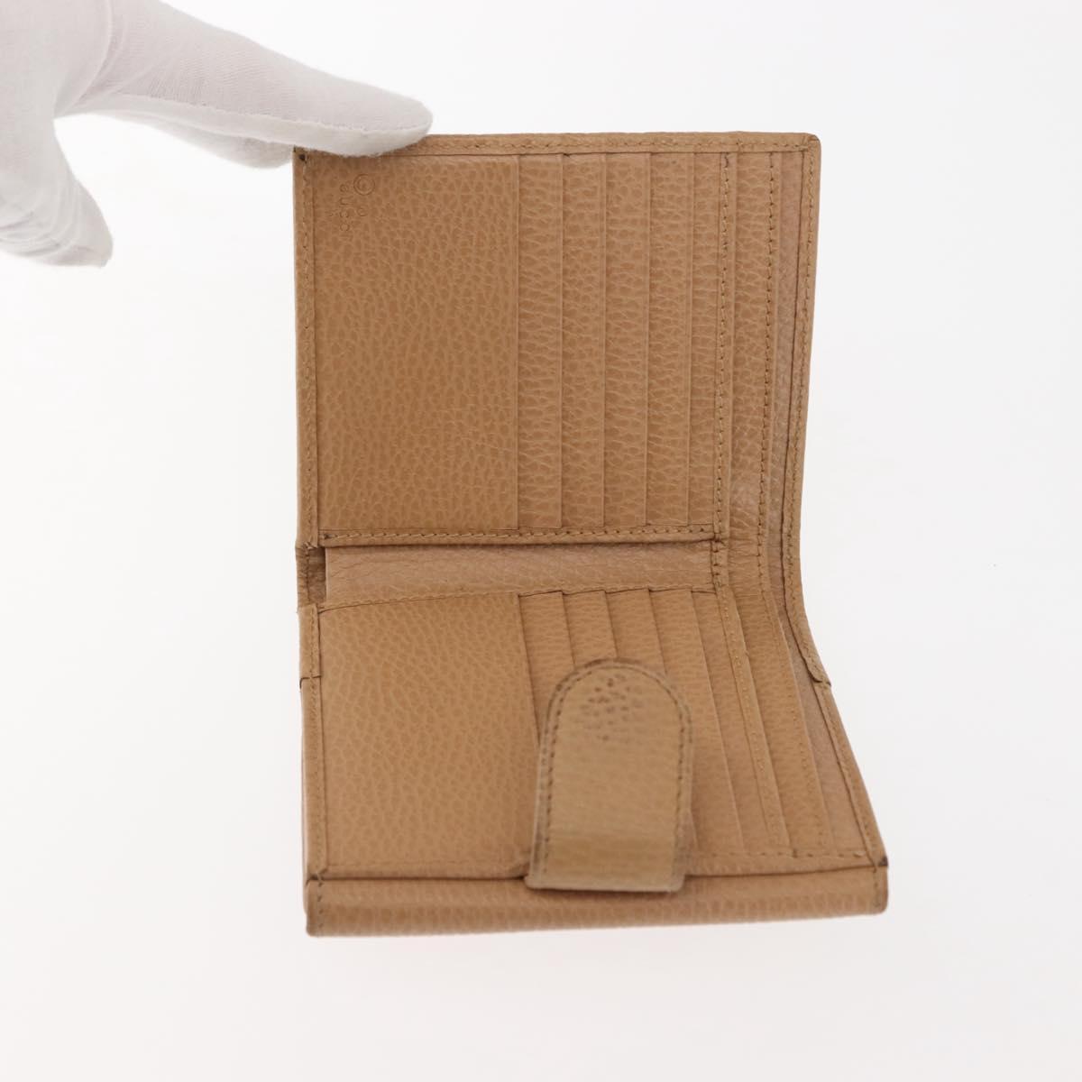 GUCCI Bifold Wallet Leather Outlet Beige Gold Beige 615525 Auth am9232