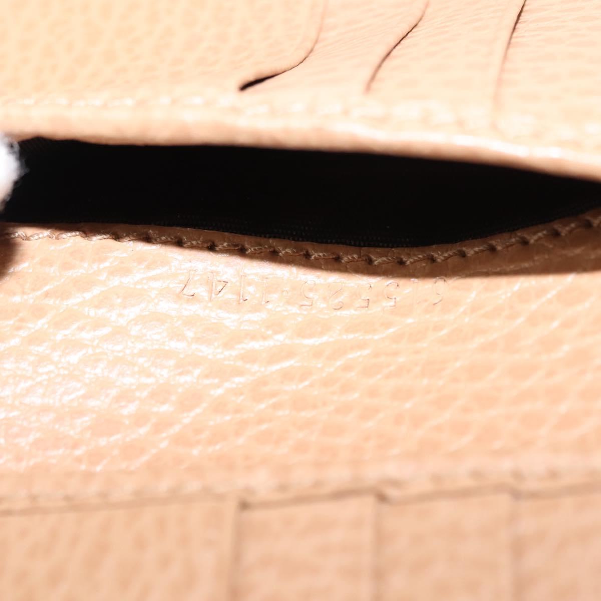 GUCCI Bifold Wallet Leather Outlet Beige Gold Beige 615525 Auth am9232