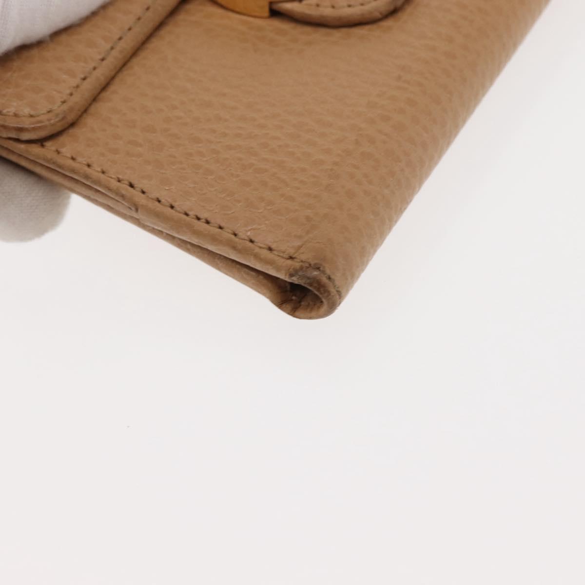 GUCCI Bifold Wallet Leather Outlet Beige Gold Beige 615525 Auth am9232